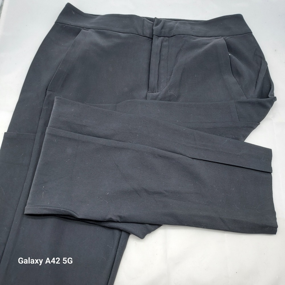Athleta Black Performance Trousers Zip Hem Straight‎ Leg Pants Size 4
